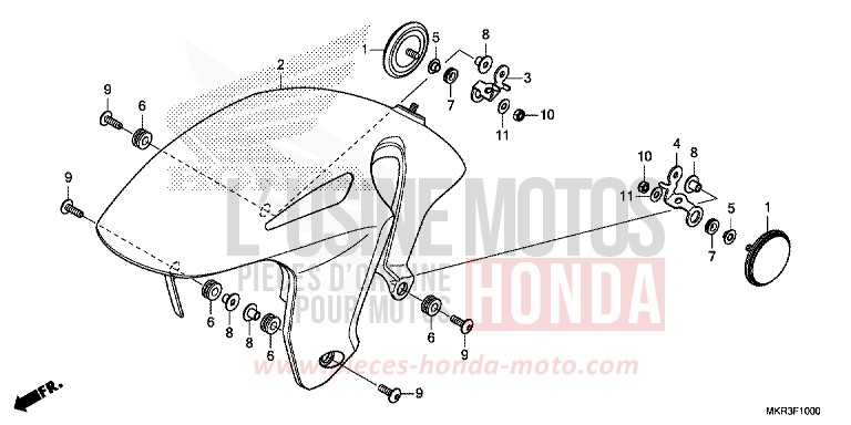 AILE AVANT de CBR1000RR SP SP1 SP2 PEARL GLARE WHITE (NHB53) 2022